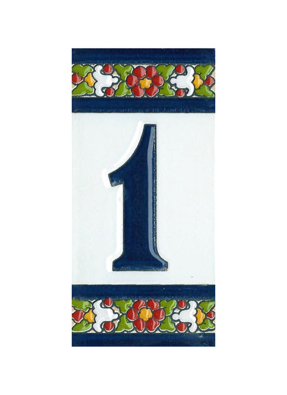 Floral Designed Hand-painted Ceramic House Number and Letter Tiles 11 x 5.5 cm