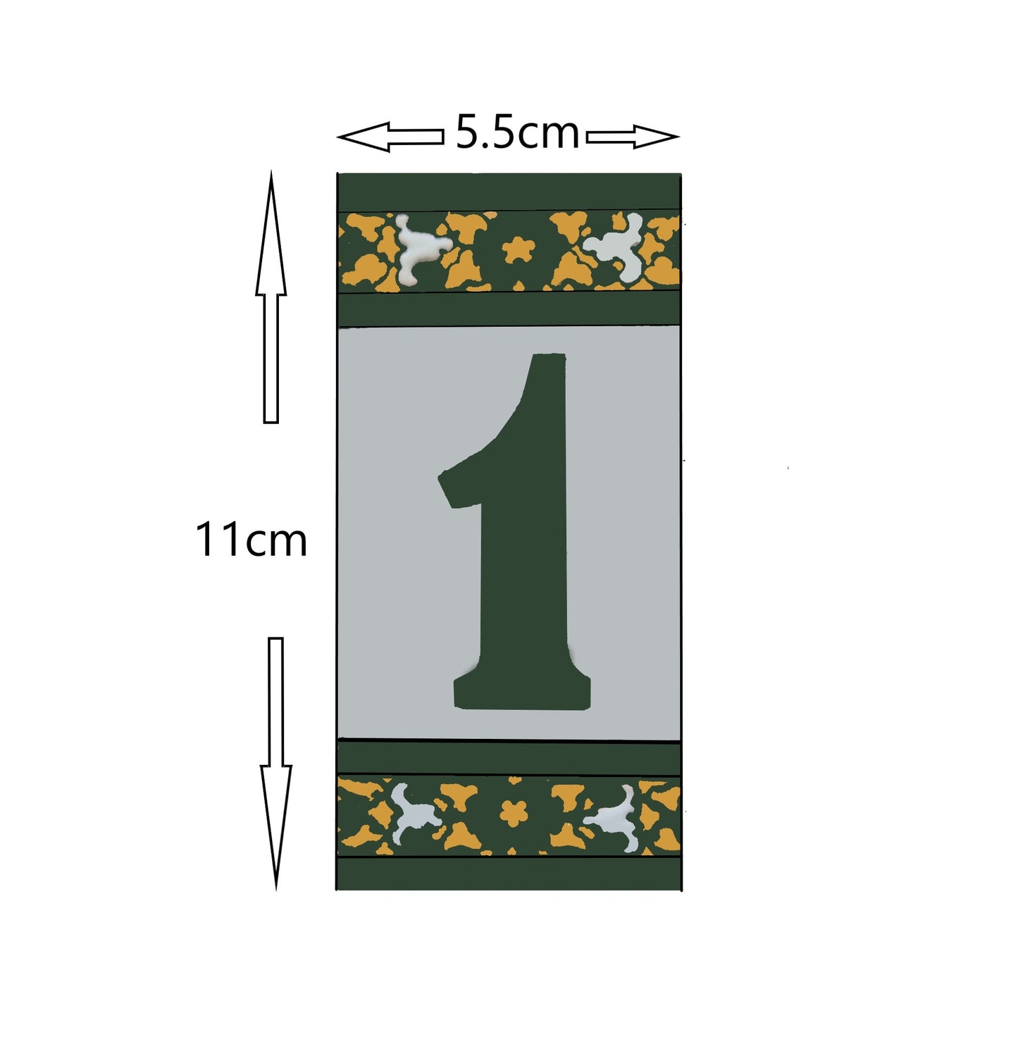 Floral Seville Hand-painted Ceramic Number Tiles 11 x 5.5 cm & Metal Frames