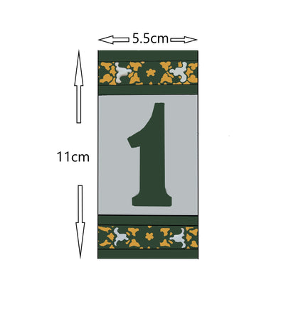 Floral Seville Hand-painted Ceramic Number Tiles 11 x 5.5 cm & Metal Frames