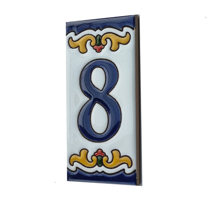 Spanish Malaga Ceramic House Number Tiles 11 x 5.5cm