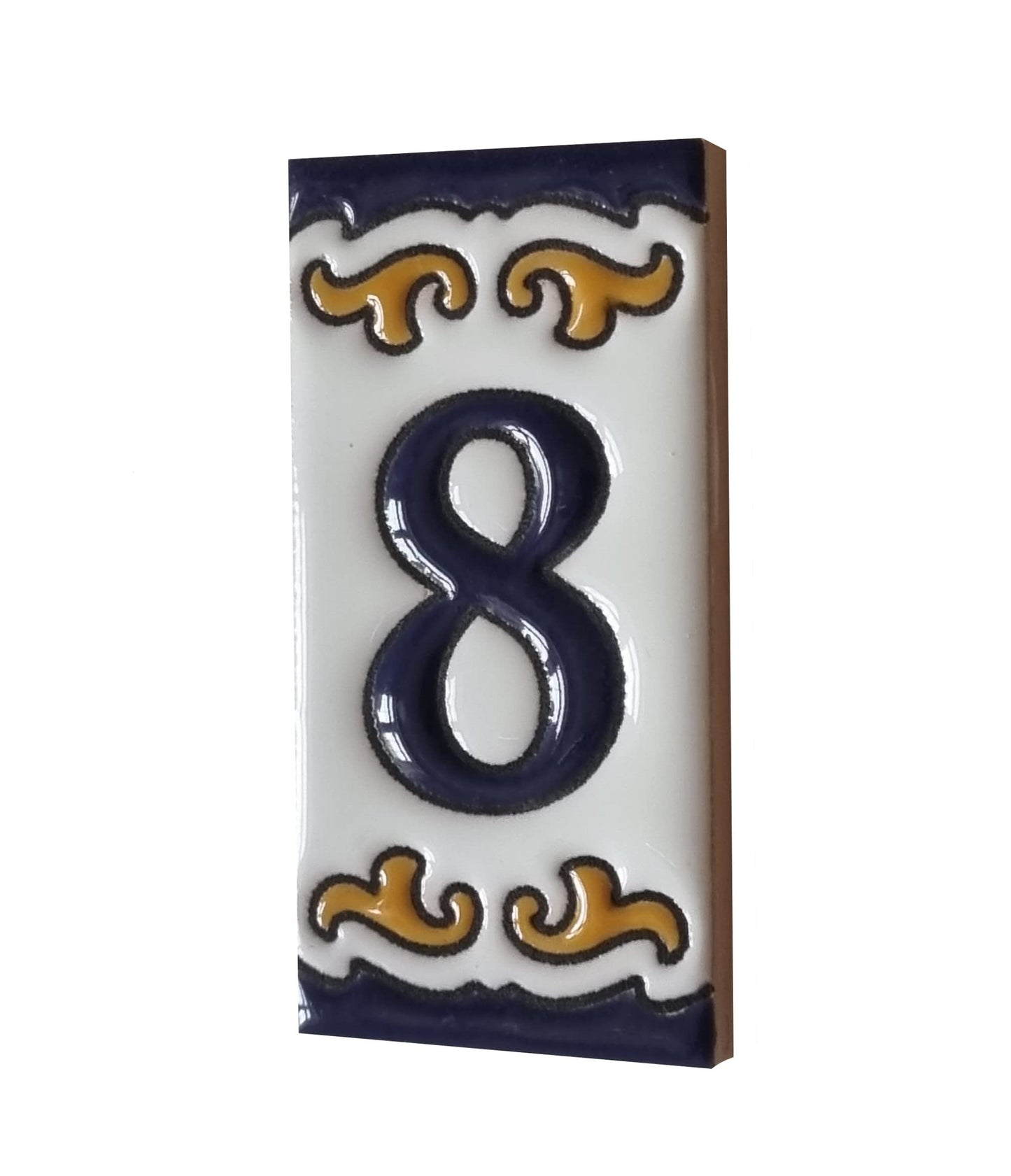 Hand-painted Ceramic Mini House Number Tiles | 2.95 x 1.46 x 0.2 inches 7.5 x 3.7cm | MD-05