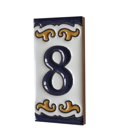 Hand-painted Ceramic Mini House Number Tiles | 2.95 x 1.46 x 0.2 inches 7.5 x 3.7cm | MD-05