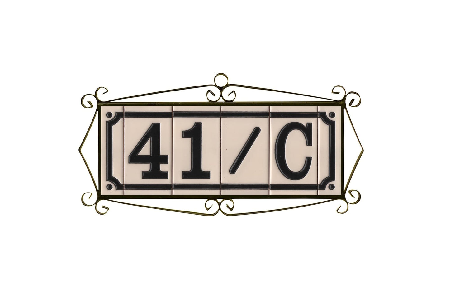 French White Classic Hand-Painted House Number Tiles 4.3' x 2.2' 11 x 5.5cm & Optional Metal Frames