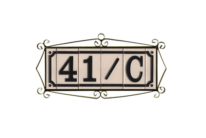 French White Classic Hand-Painted House Number Tiles 4.3' x 2.2' 11 x 5.5cm & Optional Metal Frames