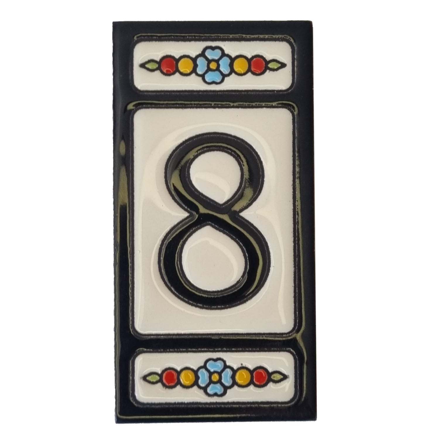 Hand-painted Atalaya M-5 Black Ceramic 11 x 5.5 cm or 2.165 x 4.331 inch House Number Tiles
