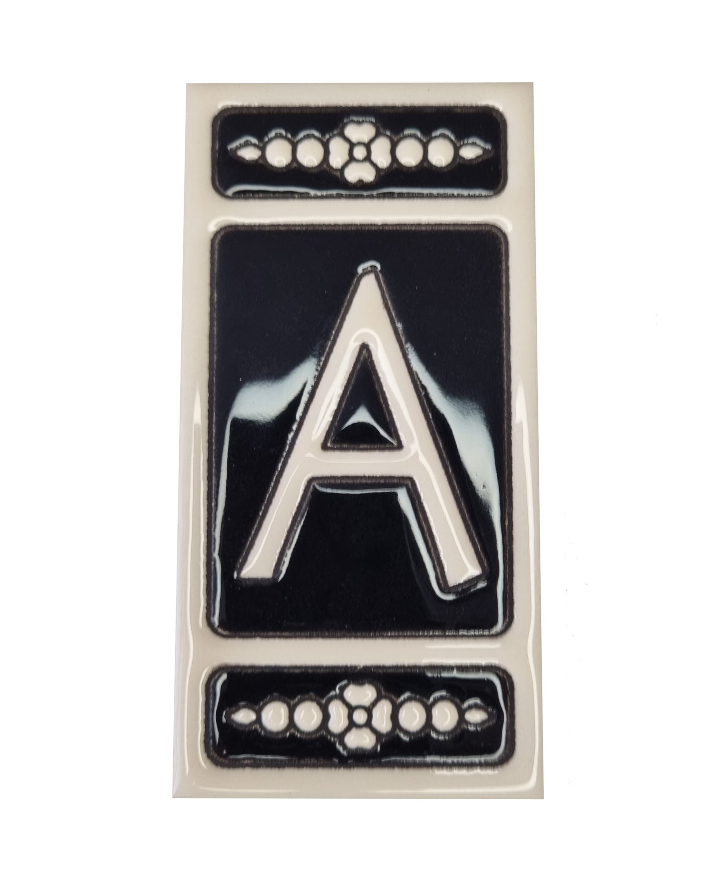 Spanish Hand-painted Atalaya M-6 Ceramic House Number Tiles 11 x 5.5 cm