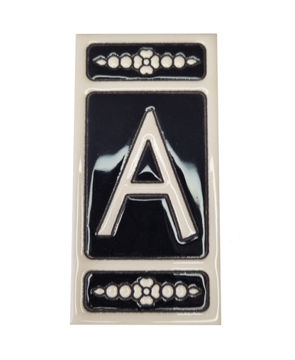 Spanish Hand-painted Atalaya M-6 Ceramic House Number Tiles 11 x 5.5 cm