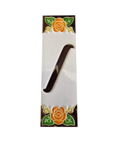 Italian Handmade Orange Ceramic Rose House Numbers Tiles 10 x 3.3cm | 3 to 6 Tile Frames