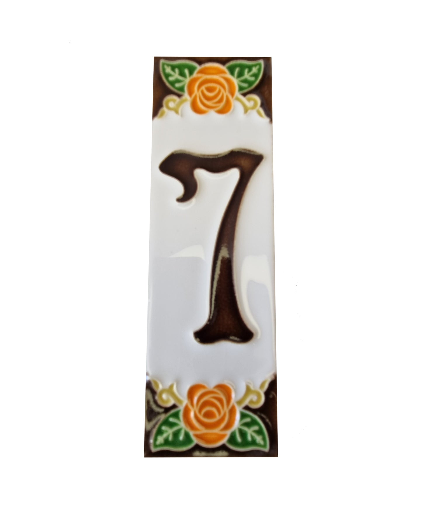 Italian Handmade Orange Ceramic Rose House Numbers Tiles 10 x 3.3cm | 3 to 6 Tile Frames