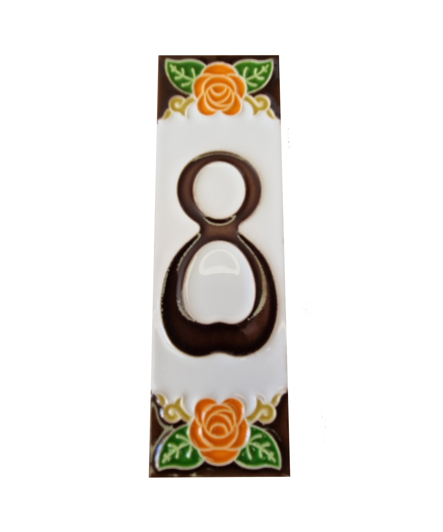 Italian Handmade Orange Ceramic Rose House Numbers Tiles 10 x 3.3cm | 3 to 6 Tile Frames