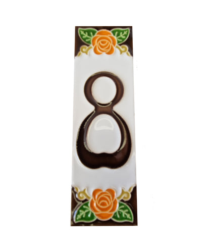 Italian Handmade Orange Ceramic Rose House Numbers Tiles 10 x 3.3cm | 3 to 6 Tile Frames