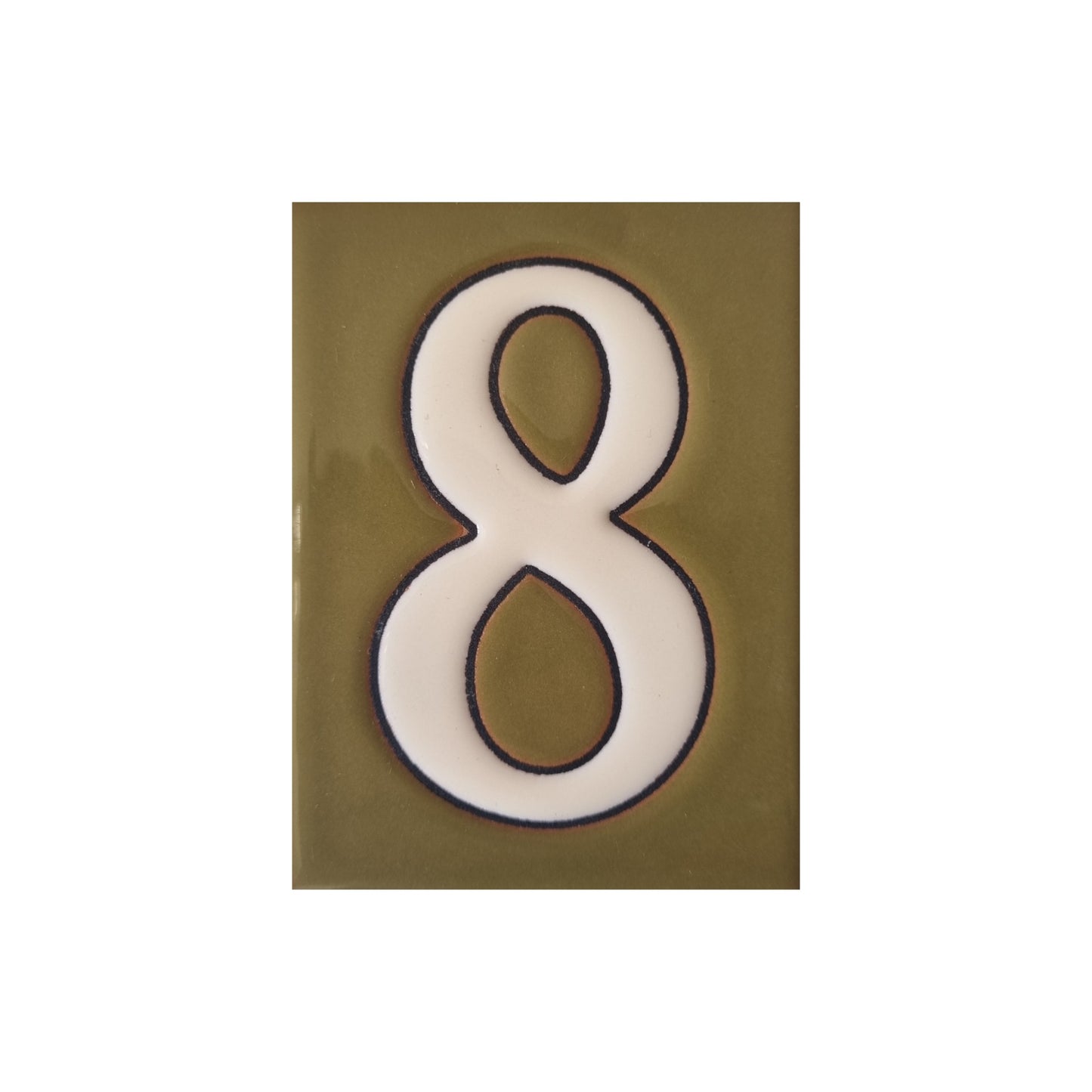 Hand-painted Costa Green Ceramic House Number Tiles 10 x 7.5cm