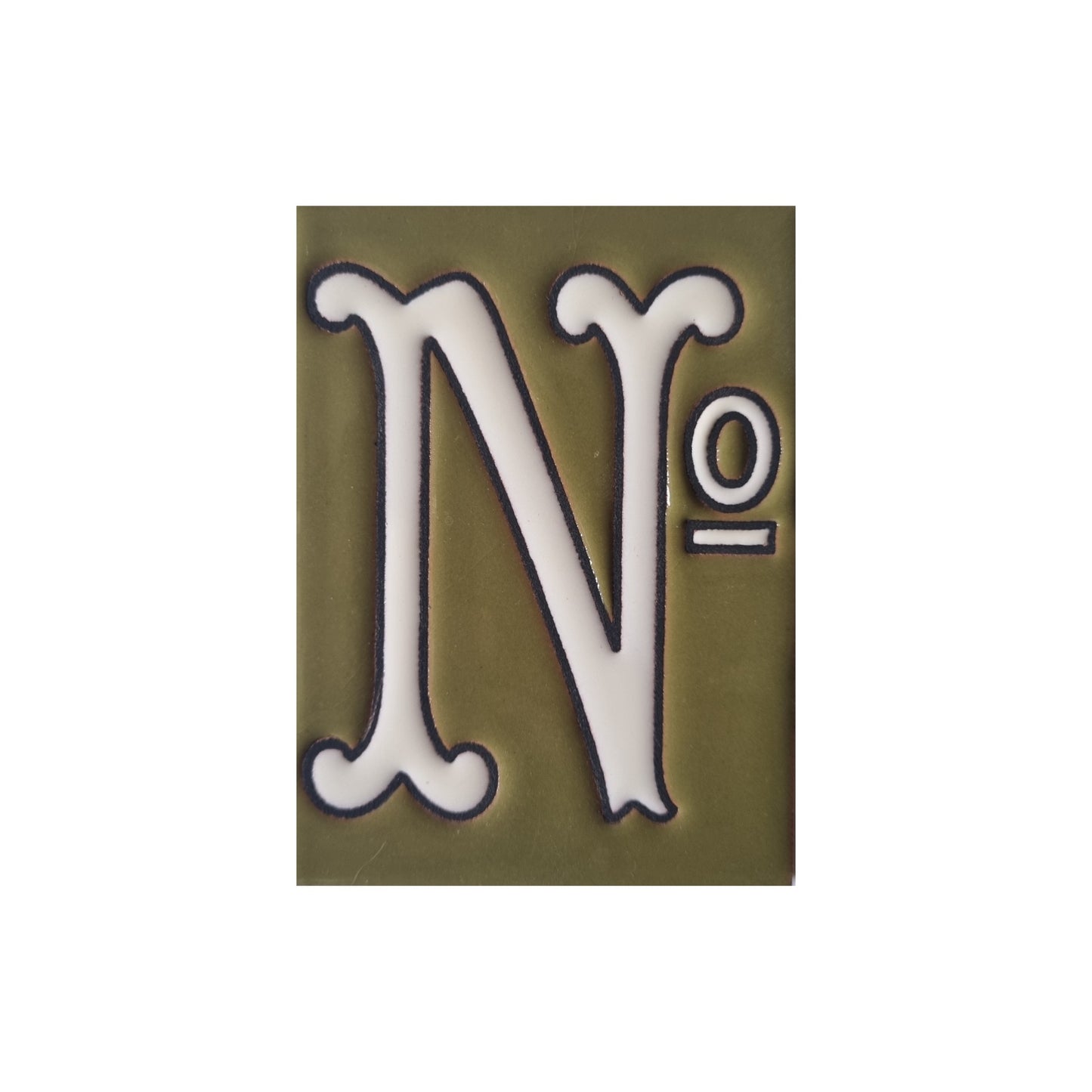 Hand-painted Costa Green Ceramic House Number Tiles 10 x 7.5cm