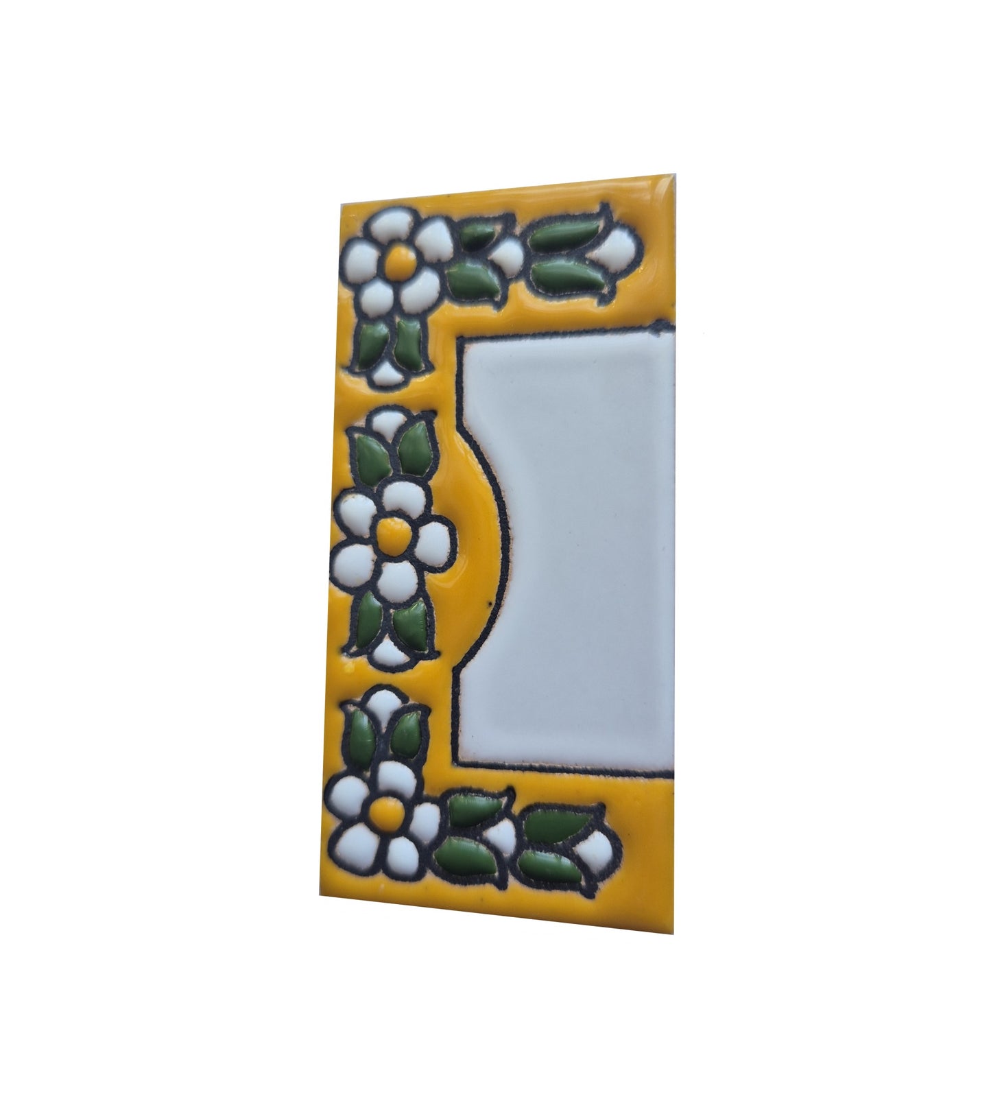 Mini Hand-painted Ceramic Yellow Floral House Number Tiles 7.5 x 3.5 cm