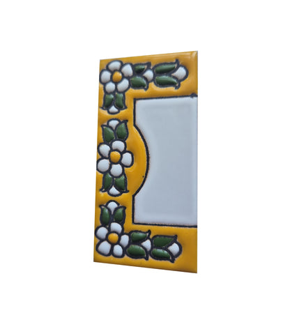 Mini Hand-painted Ceramic Yellow Floral House Number Tiles 7.5 x 3.5 cm