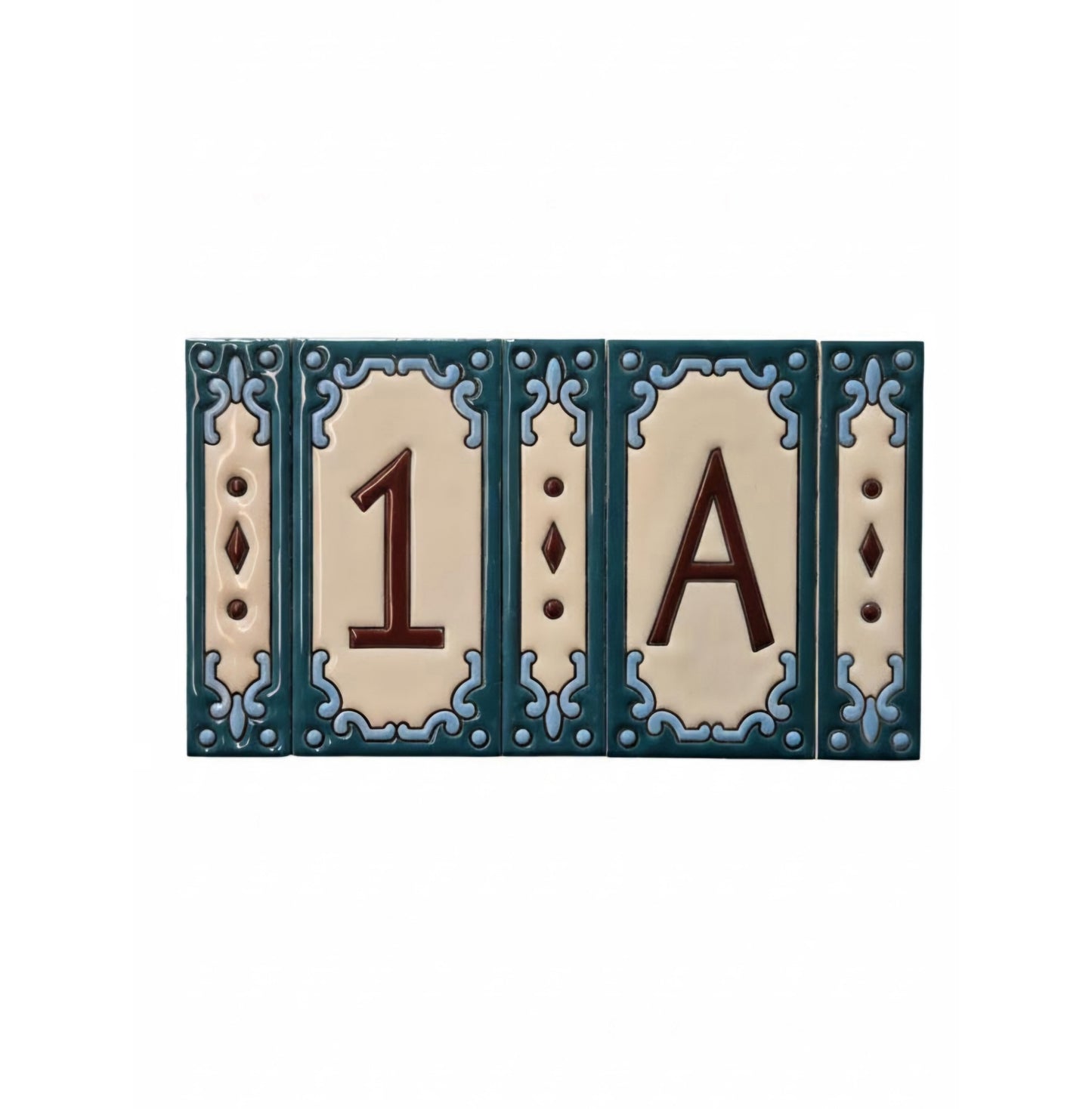 Hand-Painted Ceramic House Number Tiles 11 x 5.5 cm | Jacho M-13
