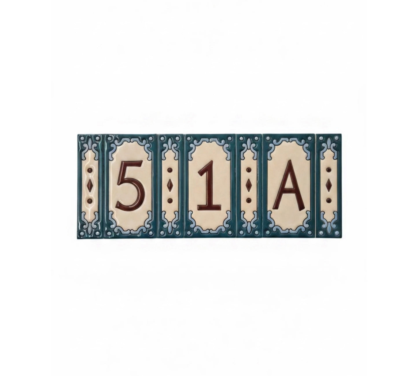 Hand-Painted Ceramic House Number Tiles 11 x 5.5 cm | Jacho M-13