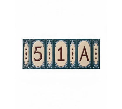Hand-Painted Ceramic House Number Tiles 11 x 5.5 cm | Jacho M-13