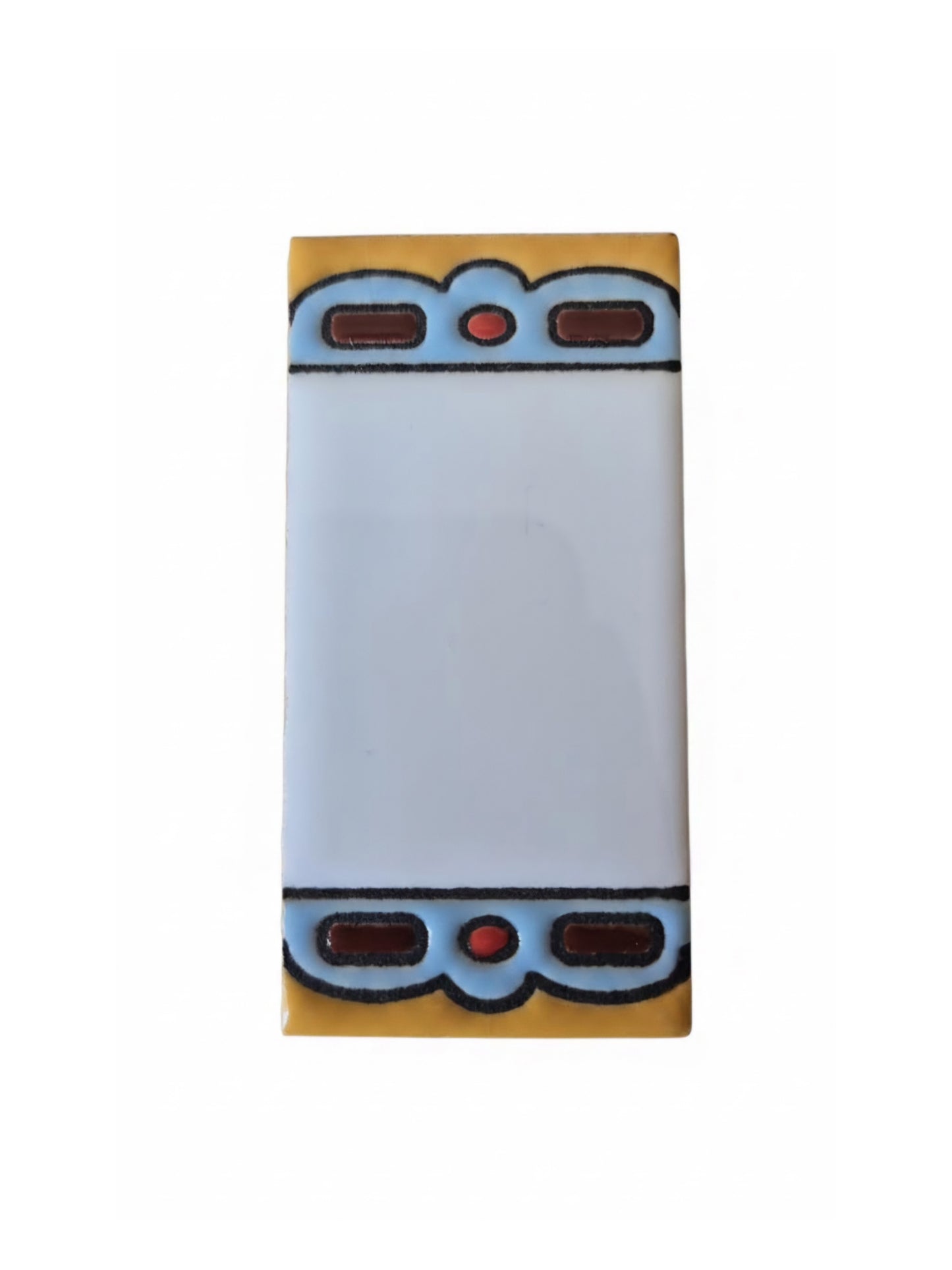 Hand-painted MA-01 Ceramic Blue & Orange Number Tiles | 7.5 x 3.7cm | Metal Frames