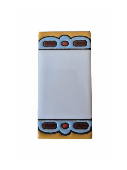 Hand-painted MA-01 Ceramic Blue & Orange Number Tiles | 7.5 x 3.7cm | Metal Frames