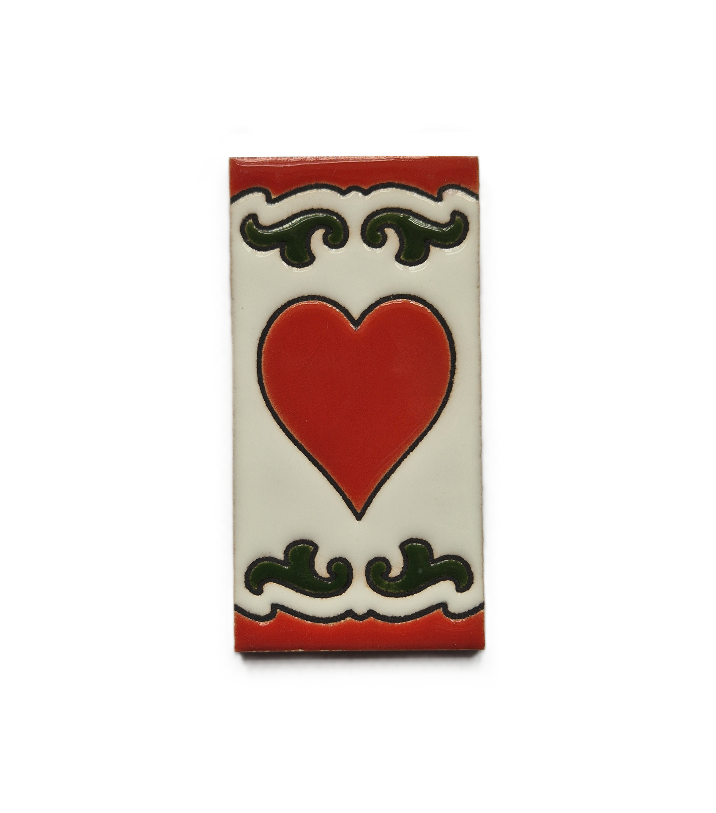 Hand-painted Daniela-6 Red & Green Ceramic Number Tiles 7.5 x 3.7cm