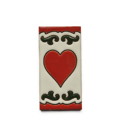 Hand-painted Daniela-6 Red & Green Ceramic Number Tiles 7.5 x 3.7cm