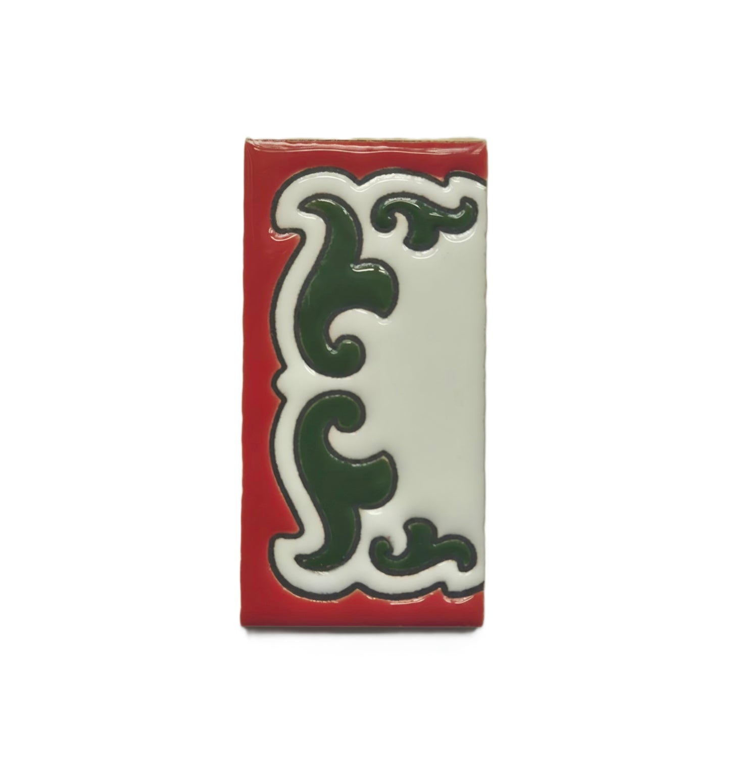 Hand-painted Daniela-6 Red & Green Ceramic Number Tiles 7.5 x 3.7cm