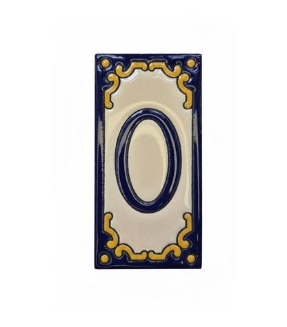 Hand-painted Jacho Midnight Blue Ceramic Number Tiles 11 x 5.5cm & Metal Frames