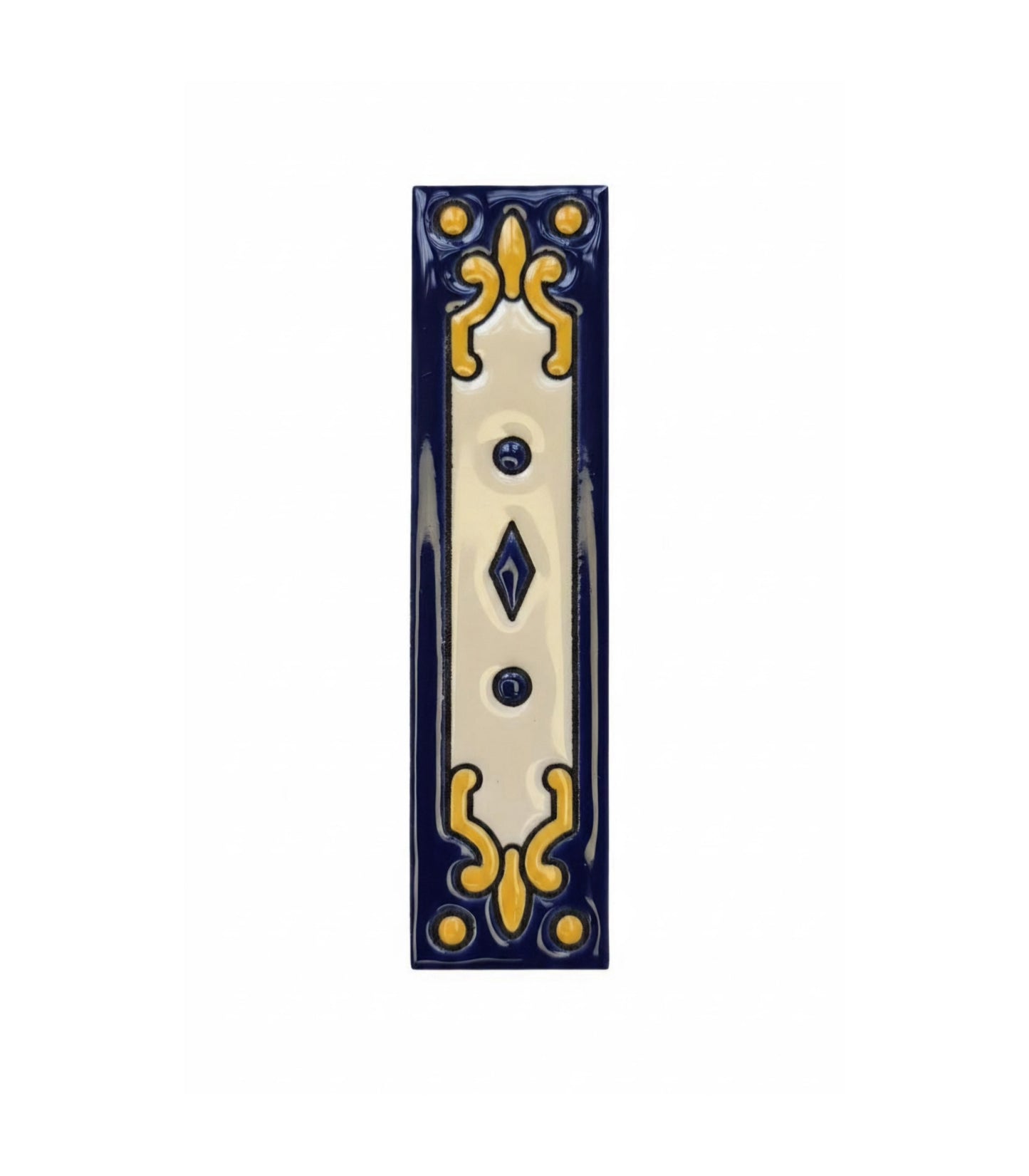 Hand-painted Jacho Midnight Blue Ceramic Number Tiles 11 x 5.5cm & Metal Frames