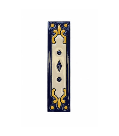 Hand-painted Jacho Midnight Blue Ceramic Number Tiles 11 x 5.5cm & Metal Frames