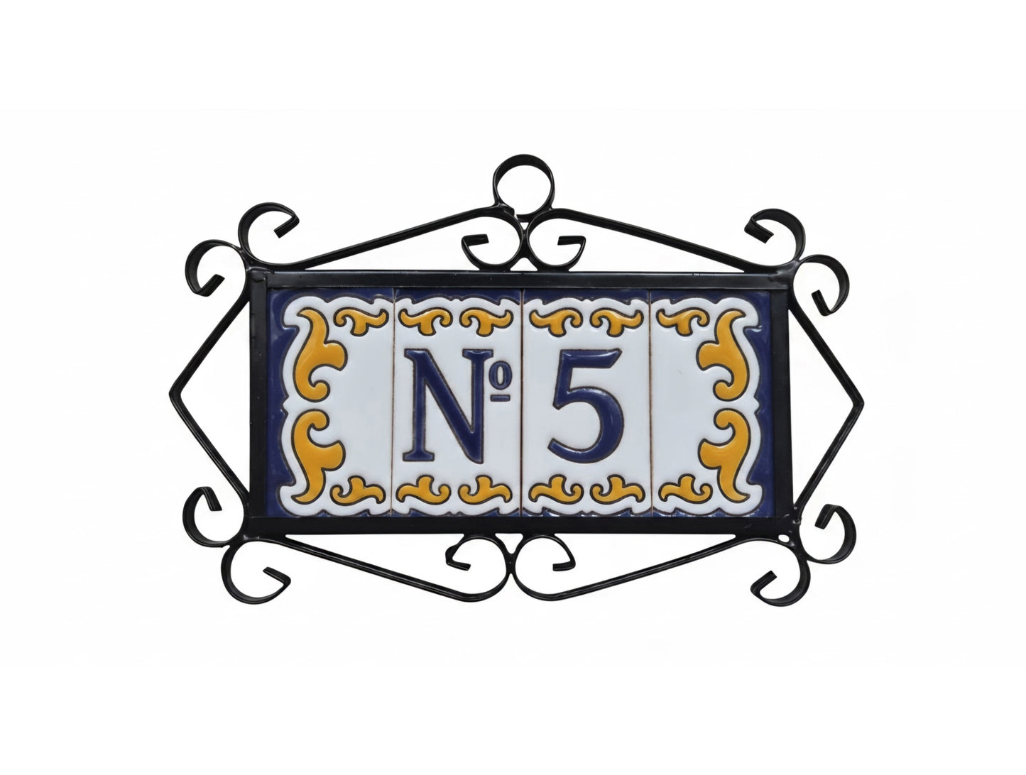 Hand-painted Ceramic Mini House Number Tiles | 7.5 x 3.7cm | MD-05