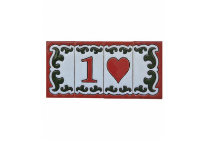 Hand-painted Daniela-6 Red & Green Ceramic Number Tiles 7.5 x 3.7cm