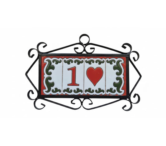 Hand-painted Daniela-6 Red & Green Ceramic Number Tiles 7.5 x 3.7cm