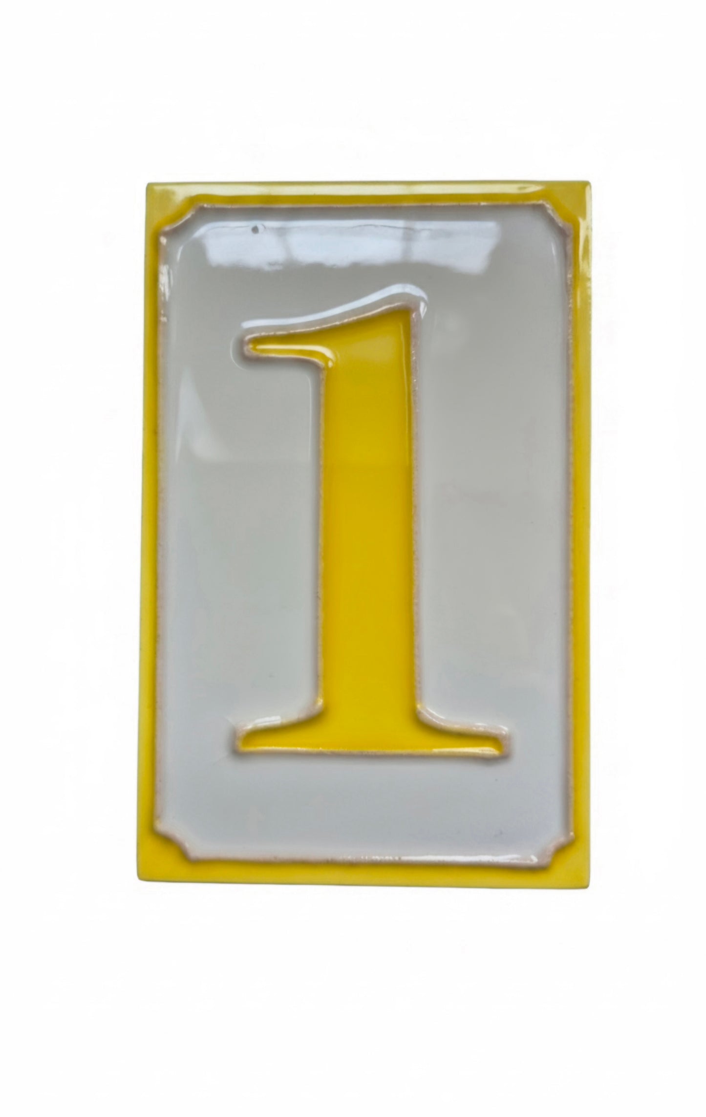 Hand-painted Simple Yellow Ceramic Numbers Tiles 11 x 7cm