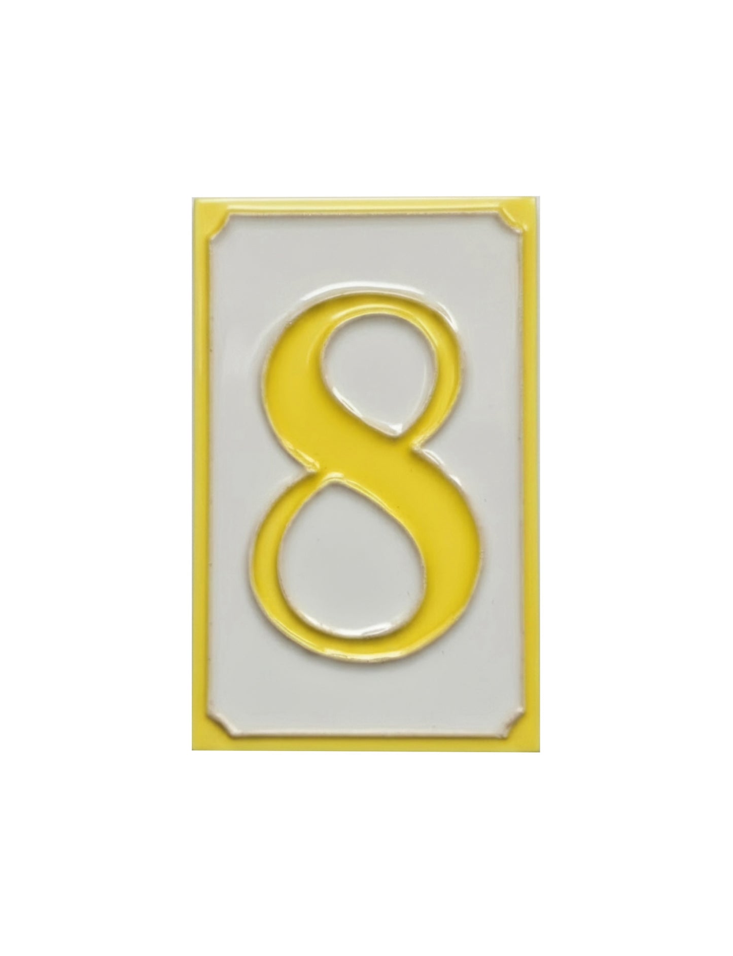 Hand-painted Simple Yellow Ceramic Numbers Tiles 11 x 7cm