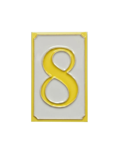 Hand-painted Simple Yellow Ceramic Numbers Tiles 11 x 7cm