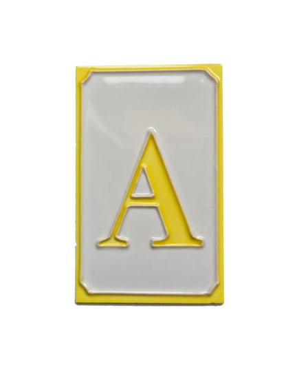 Hand-painted Simple Yellow Ceramic Numbers Tiles 11 x 7cm