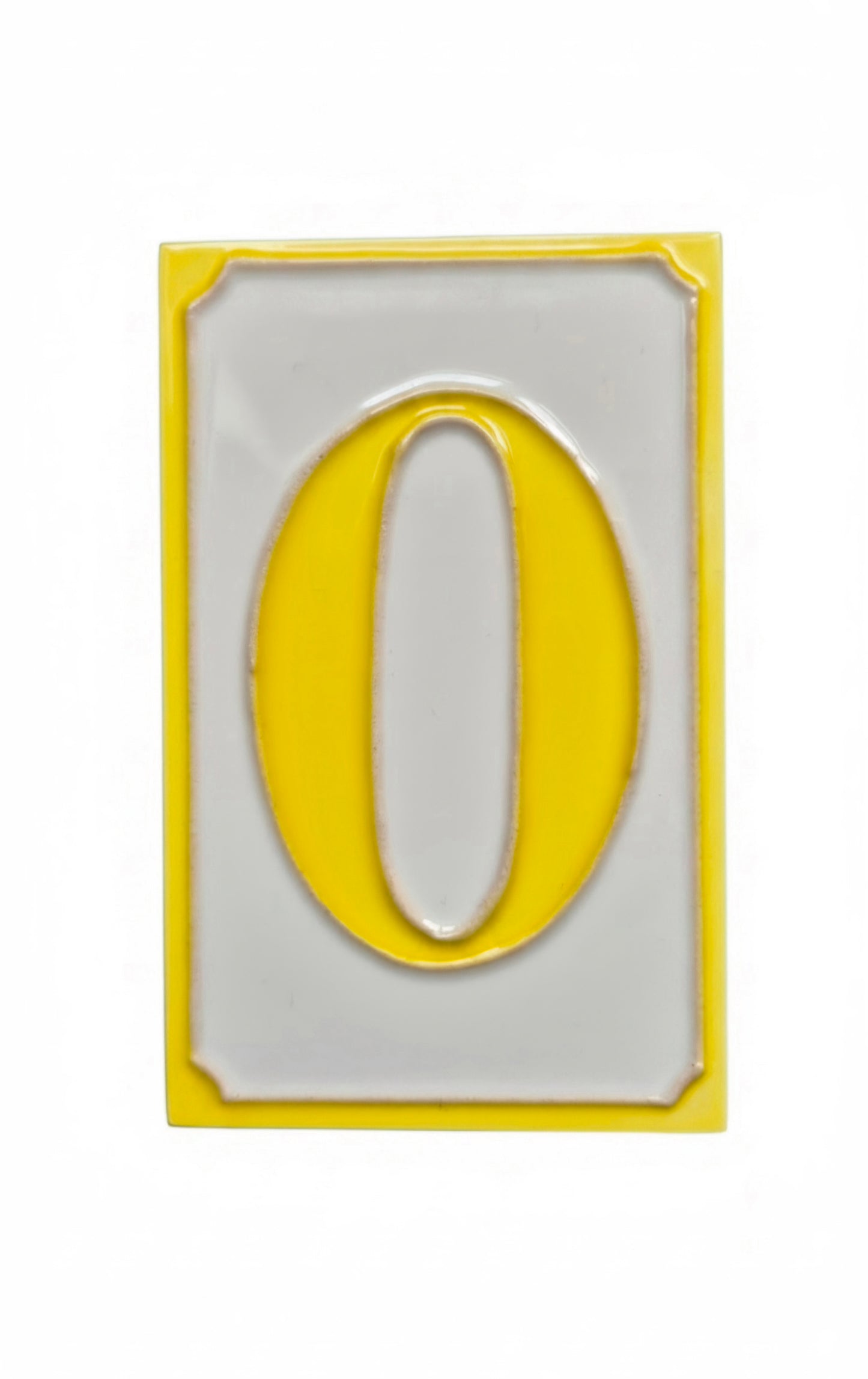 Hand-painted Simple Yellow Ceramic Numbers Tiles 11 x 7cm