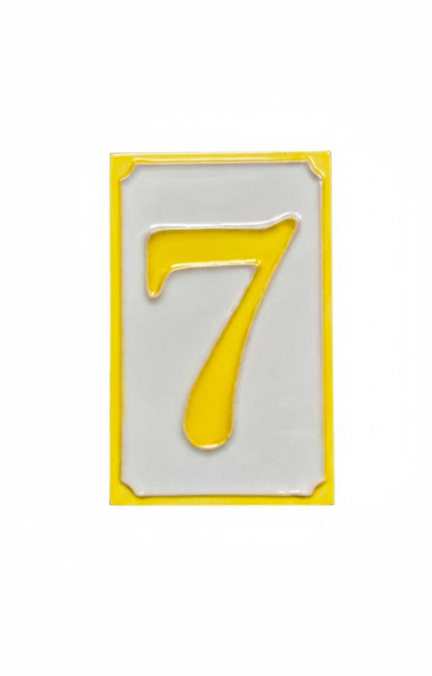 Hand-painted Simple Yellow Ceramic Numbers Tiles 11 x 7cm