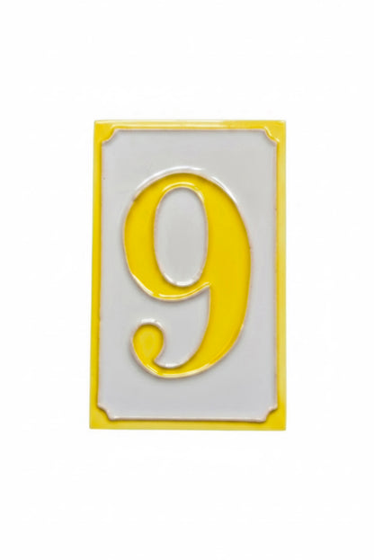 Hand-painted Simple Yellow Ceramic Numbers Tiles 11 x 7cm