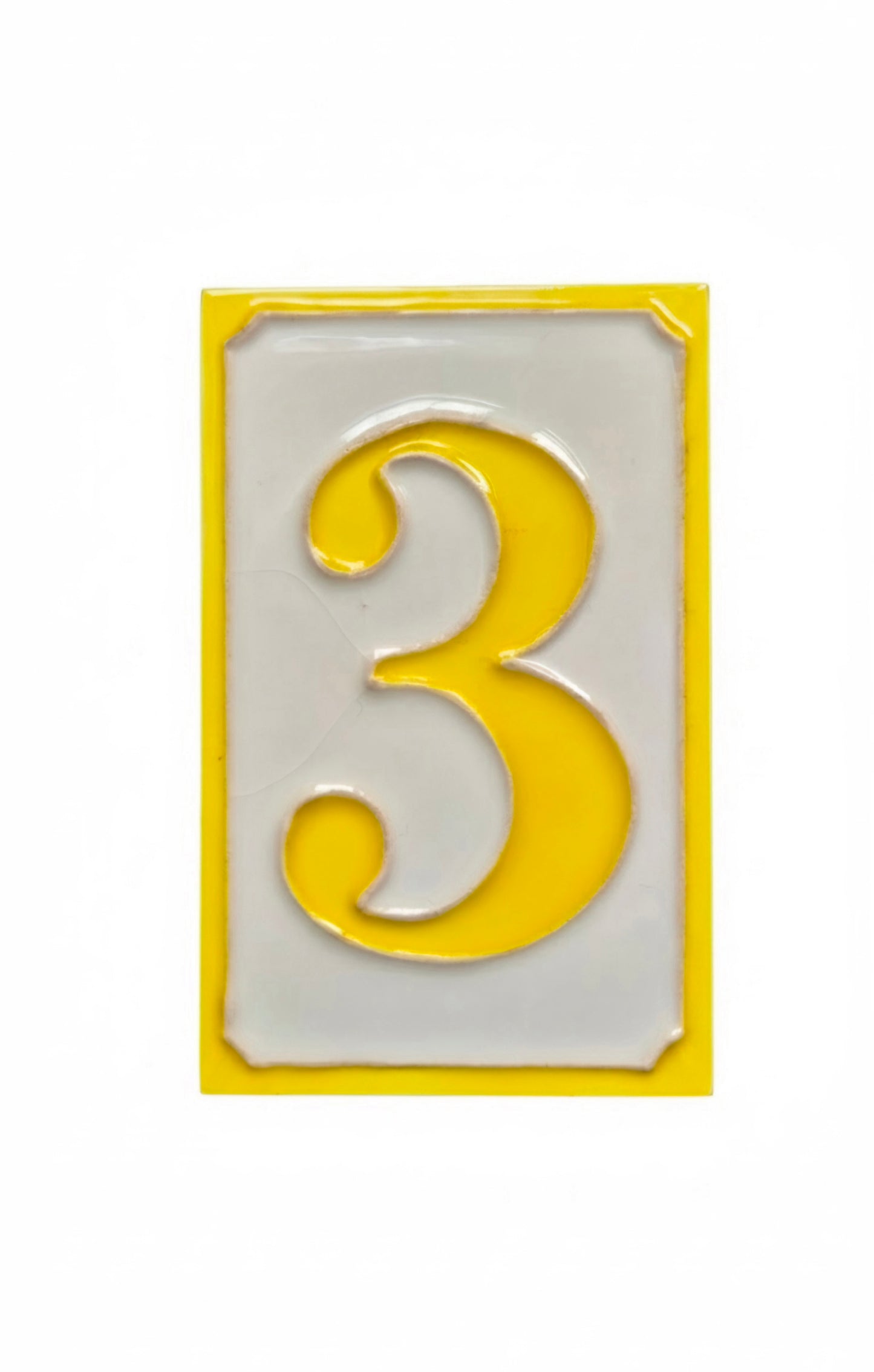 Hand-painted Simple Yellow Ceramic Numbers Tiles 11 x 7cm