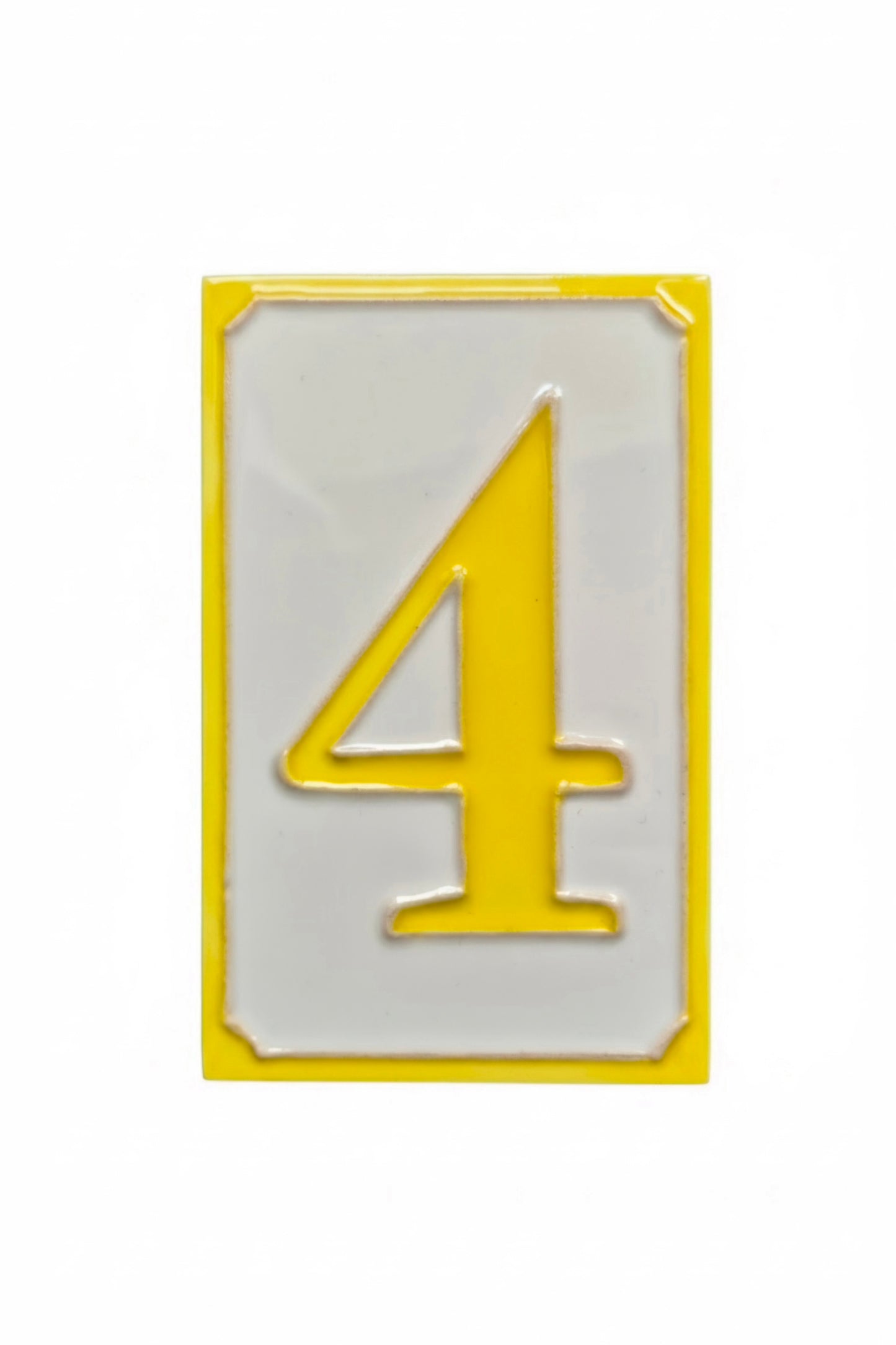 Hand-painted Simple Yellow Ceramic Numbers Tiles 11 x 7cm