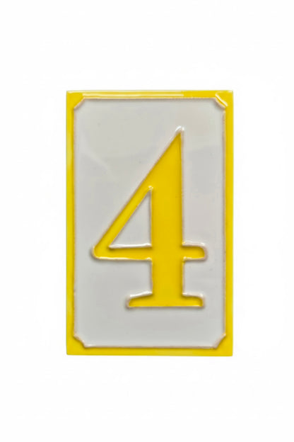Hand-painted Simple Yellow Ceramic Numbers Tiles 11 x 7cm