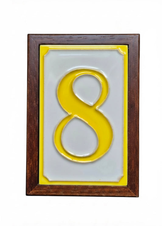 Hand-painted Simple Yellow Ceramic Numbers Tiles 11 x 7cm