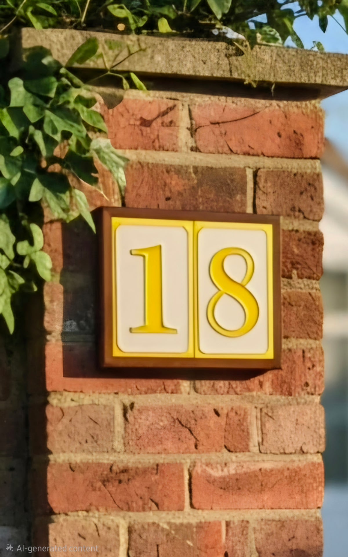 Hand-painted Simple Yellow Ceramic Numbers Tiles 11 x 7cm
