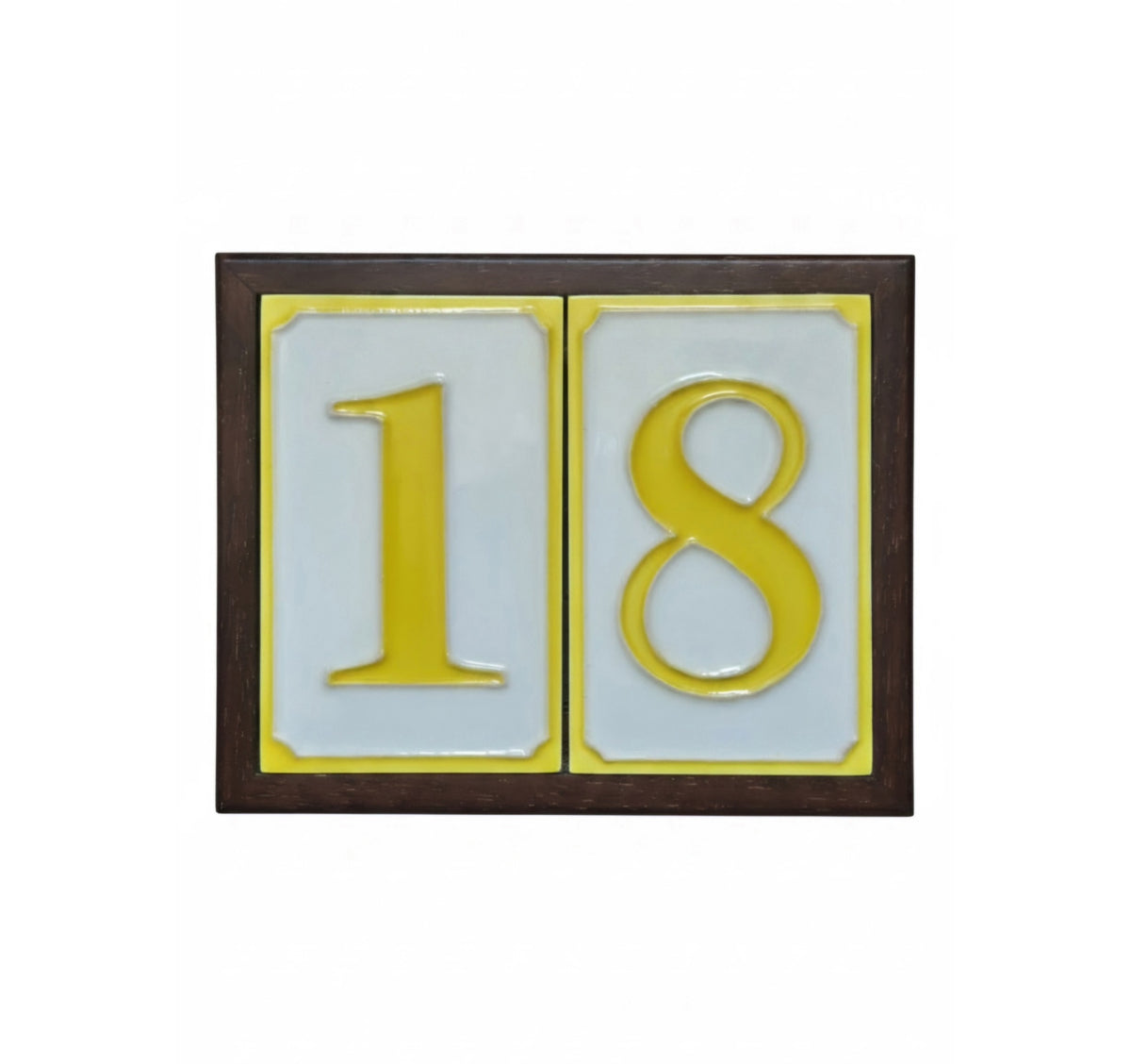 Hand-painted Simple Yellow Ceramic Numbers Tiles 11 x 7cm