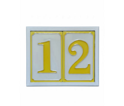Hand-painted Simple Yellow Ceramic Numbers Tiles 11 x 7cm