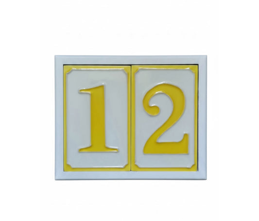 Hand-painted Simple Yellow Ceramic Numbers Tiles 11 x 7cm