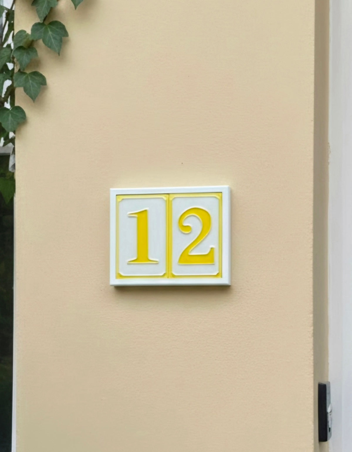 Hand-painted Simple Yellow Ceramic Numbers Tiles 11 x 7cm