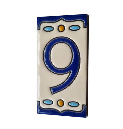 Nazari M-5 Spanish Hand-painted Ceramic House Number Tiles 11 x 5.5 cm
